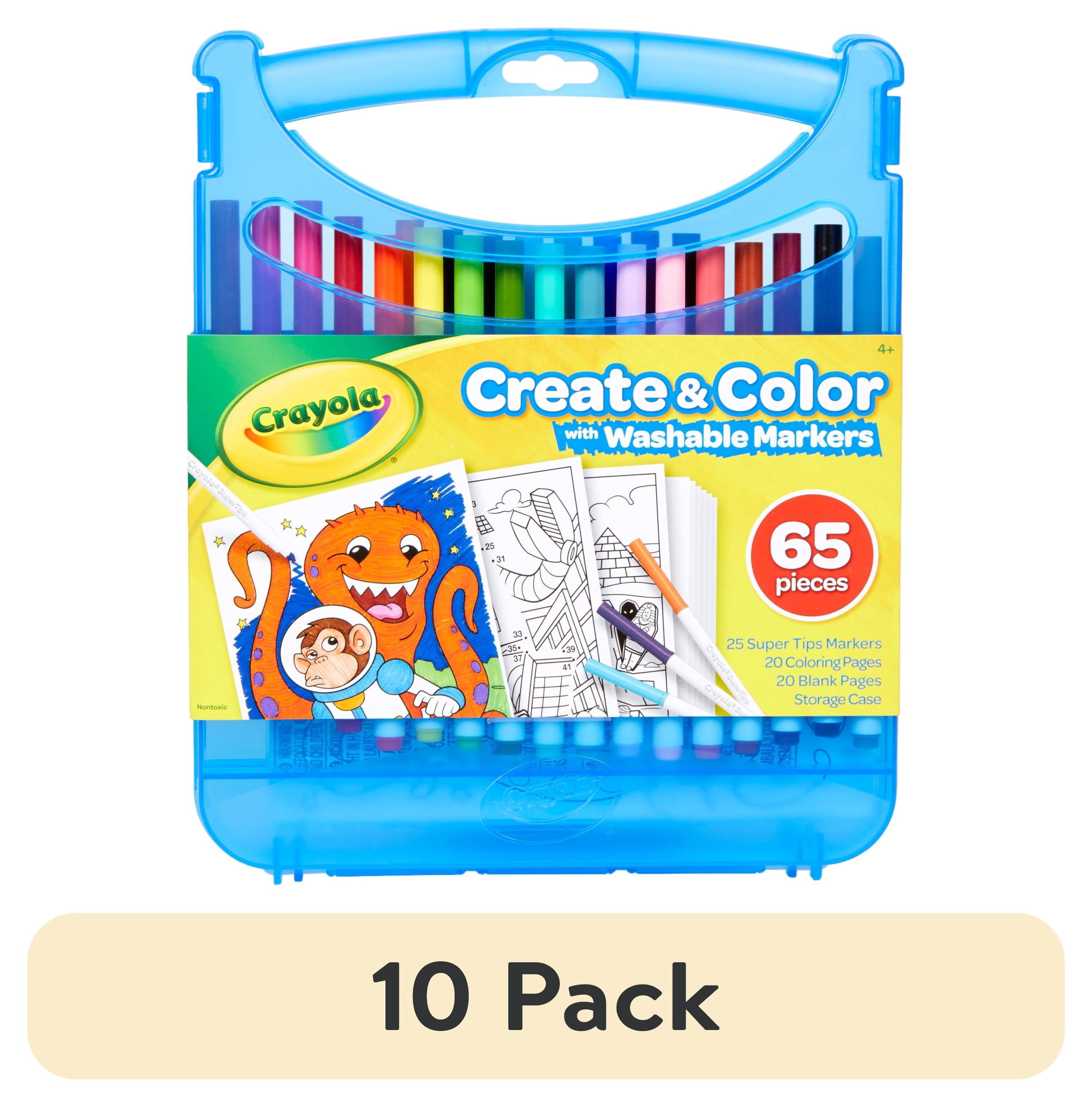 (10 pack) Crayola Create & Color Super Tips Marker Kit, 25 Ct with Storage, Back to School Supplies, Travel Activities, Coloring Art Gift for Kids, Ages 4, 5, 6, 7, 8