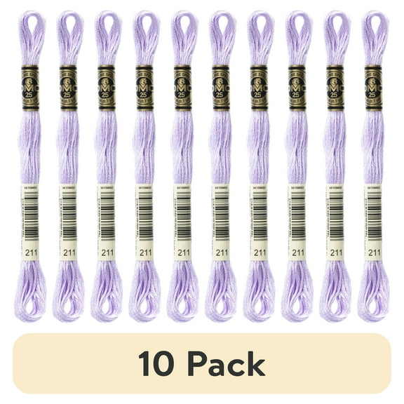 (10 pack) DMC Mouline 117-211 Six-Strand Embroidery Thread, Light Lavender, 8.7-Yards
