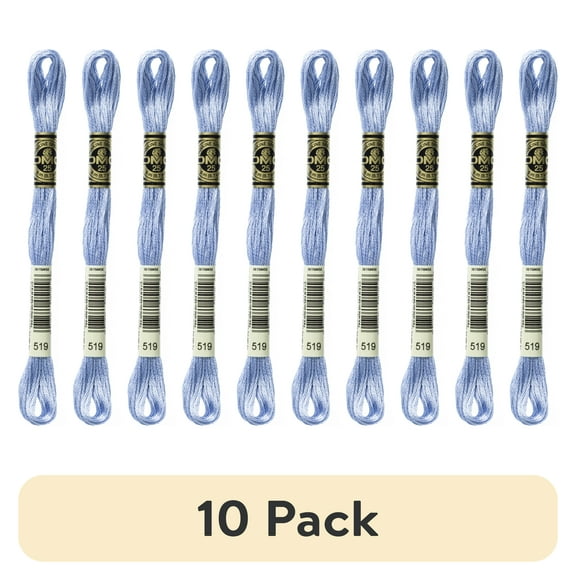 (10 pack) DMC Mouline 117-519 Six-Strand Embroidery Thread, Sky Blue, 8.7-Yards