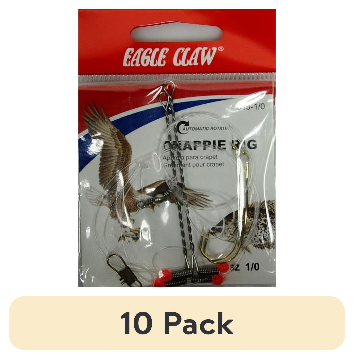 (10 pack) Eagle Claw Crappie Rig, Gold, Size 1/0