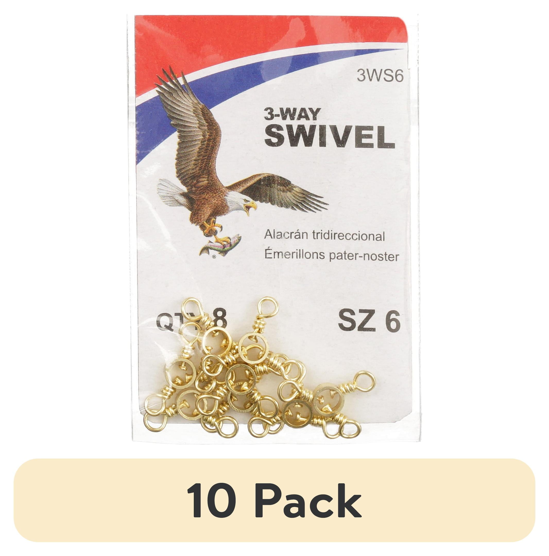 (10 pack) Eagle Claw Fishing, 3WS6 3-Way Swivel, Brass, Size 6