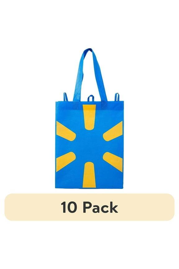 (10 pack) Walmart Reusable Shopping Tote Bag for Adults