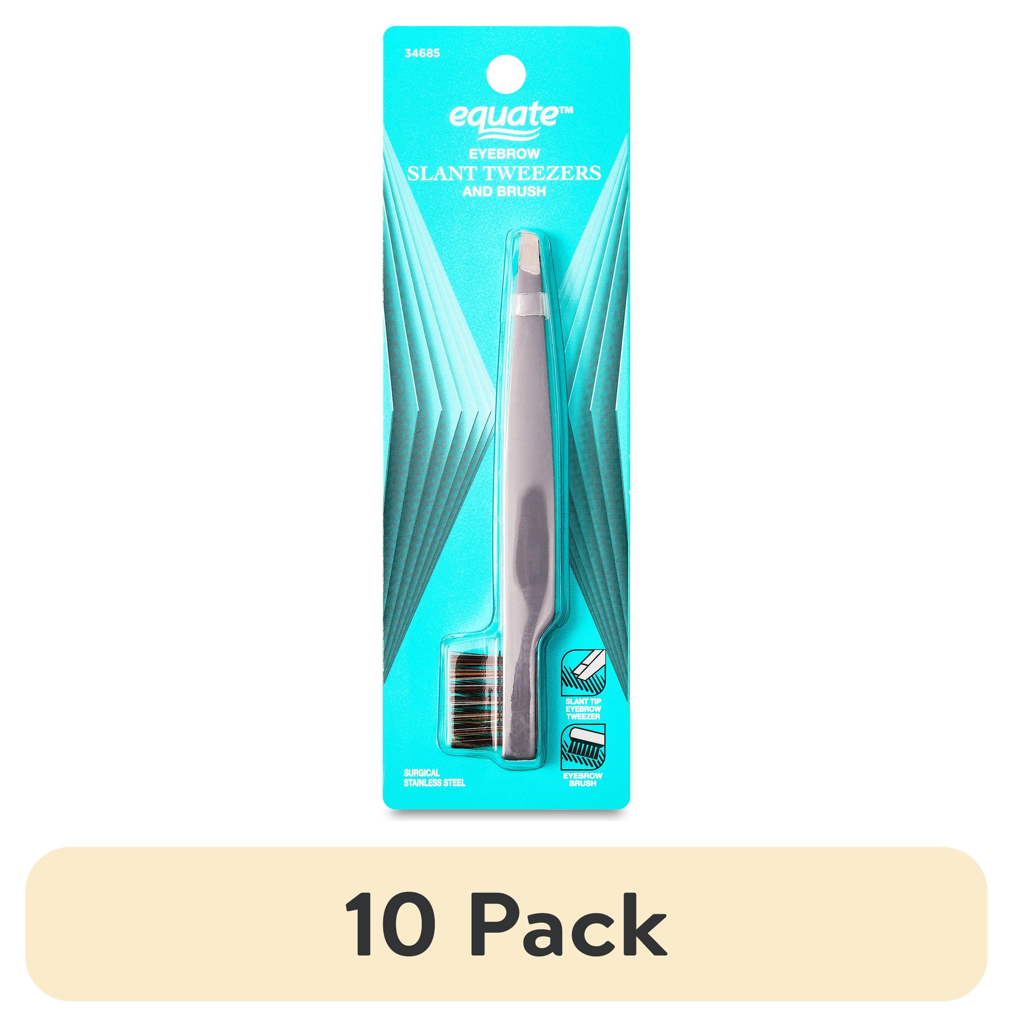 (10 pack) Equate Metal Slant Tweezers and Brush, 1 Count