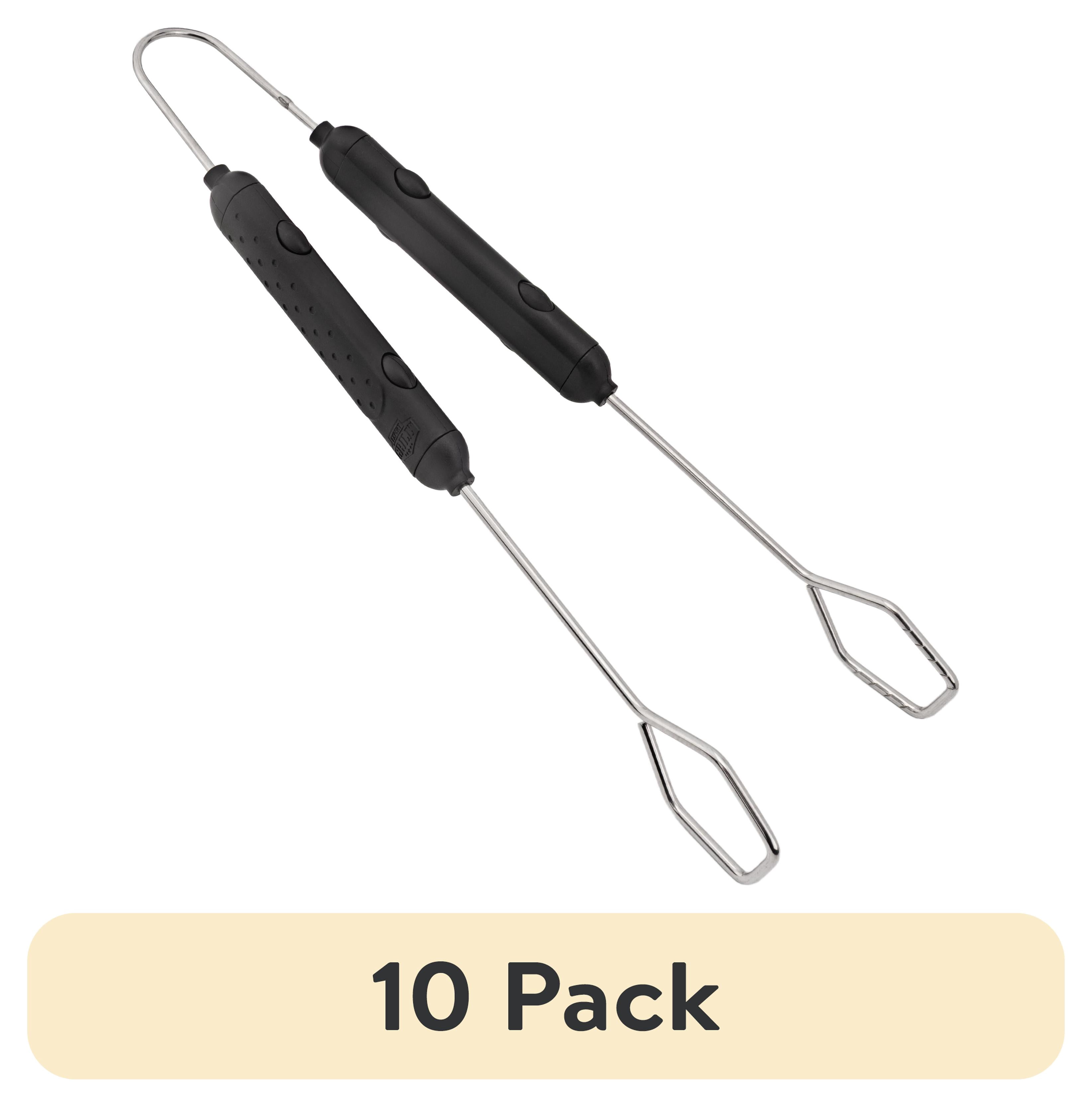 (10 pack) Expert Grill Stainless Steel Locking Barbecue Tongs with Black Detachable Handle