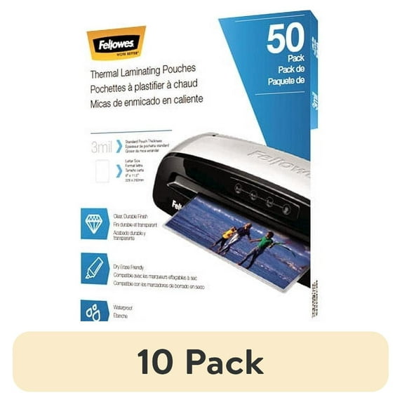 (10 pack) Fellowes Thermal Laminating Pouches - Letter, 3mil, 50 Pack