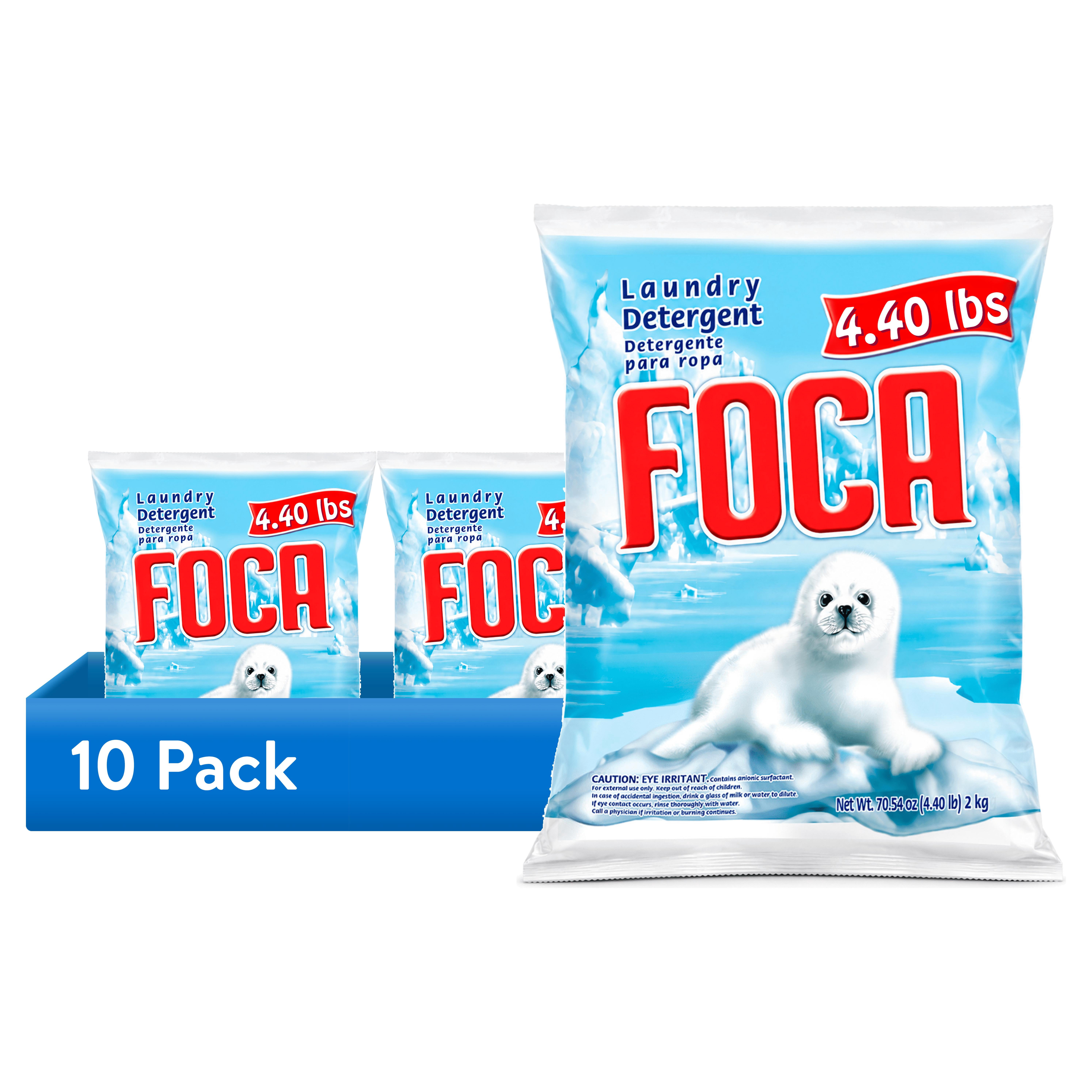 (10 pack) Foca Powder Laundry Detergent for Tough Stains, Enzyme Formula, 4.40 lbs