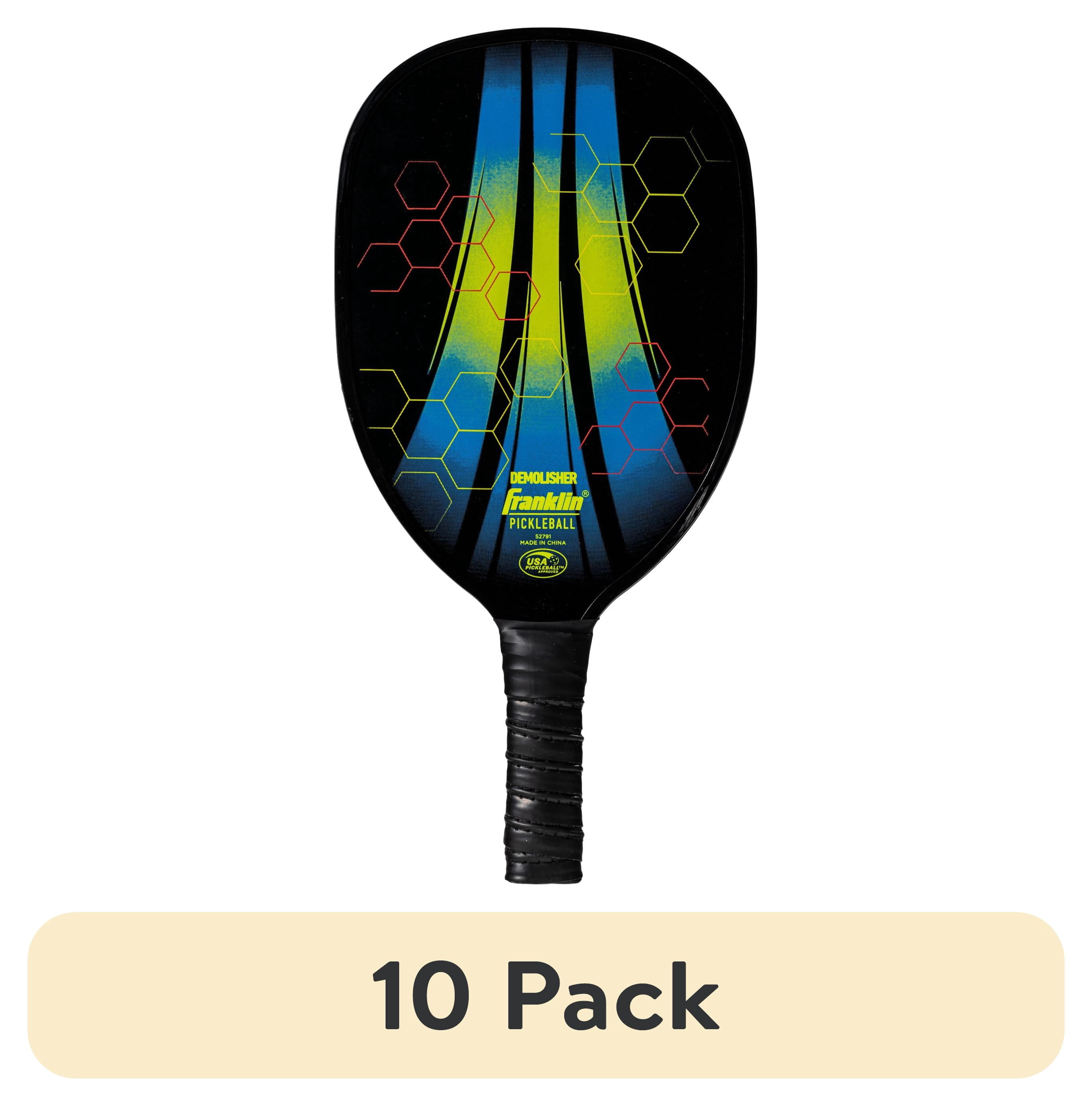 (10 pack) Franklin Sports Wooden Pickleball Paddle - Demolisher - Black, Blue, Yellow - 11oz