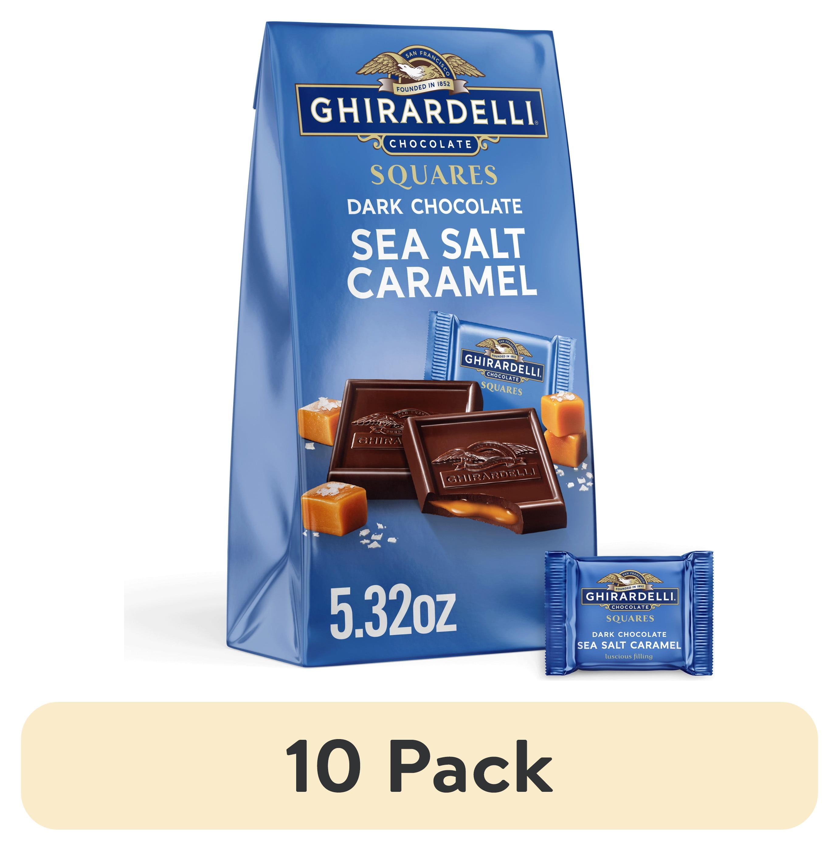 (10 pack) GHIRARDELLI Dark Chocolate Candy SQUARES with Sea Salt Caramel Filling, 5.32 oz Bag