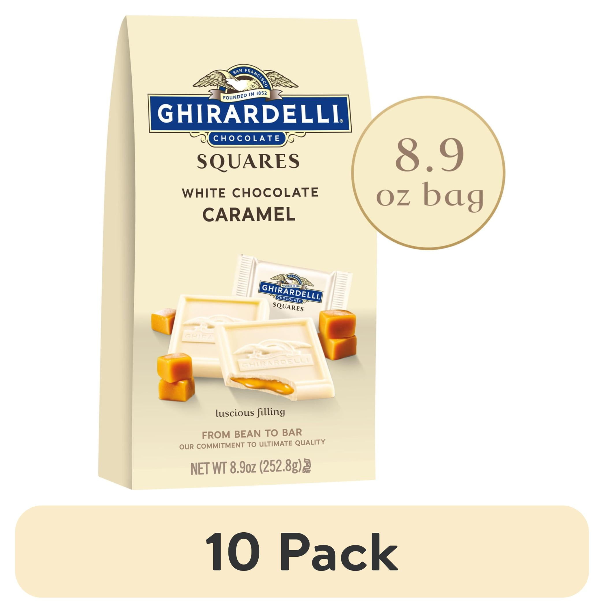(10 pack) GHIRARDELLI White Chocolate SQUARES with Caramel Filling, 8.9 oz Bag