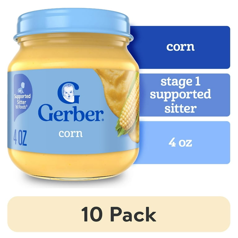 10 pack) Gerber 1st Foods Natural for Baby Baby Food, Corn, oz