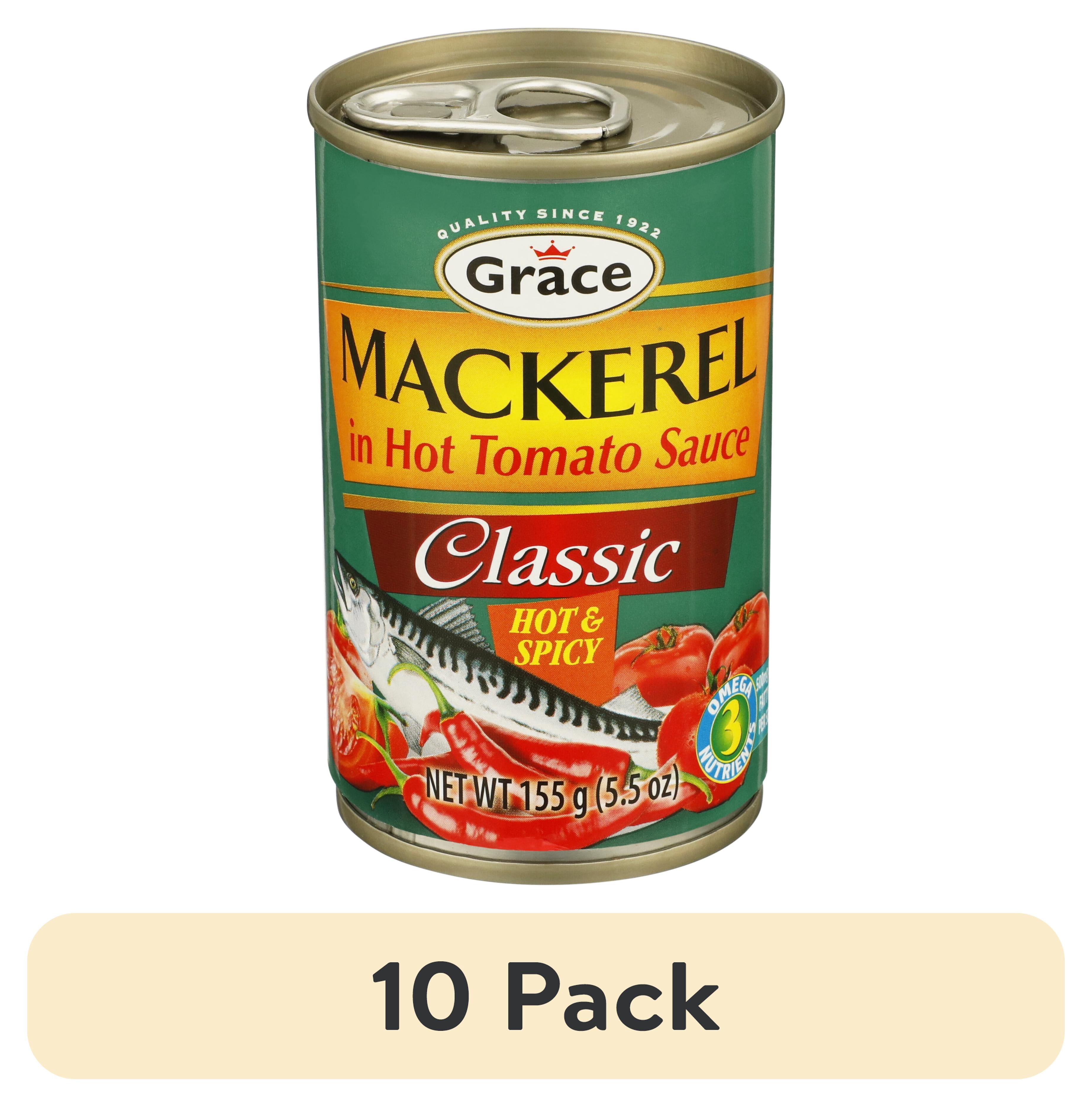 (10 pack) Grace Hot & Spicy Mackerel in Tomato Sauce, 5.5 oz