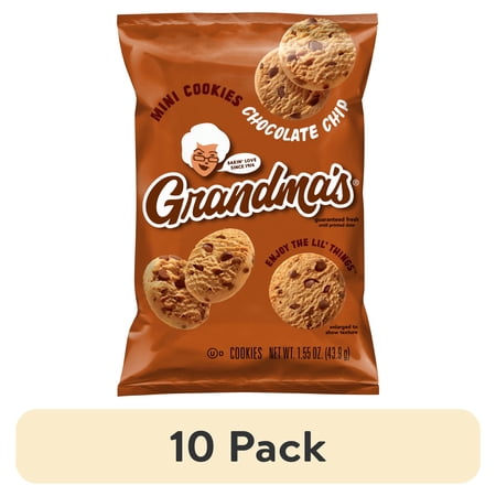 (10 pack) Grandma’s Mini Cookies, Chocolate Chip Cookies, 1.55oz Bag, (Single Pack) (Packaging May Vary)