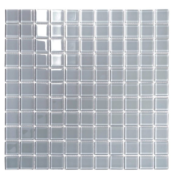 10 pack Gray 11.8 in. x 11.8 in. 1 in. x 1 in. Polished Glass Mosaic Floor and Wall Tile (9.67 sq. ft./Case)