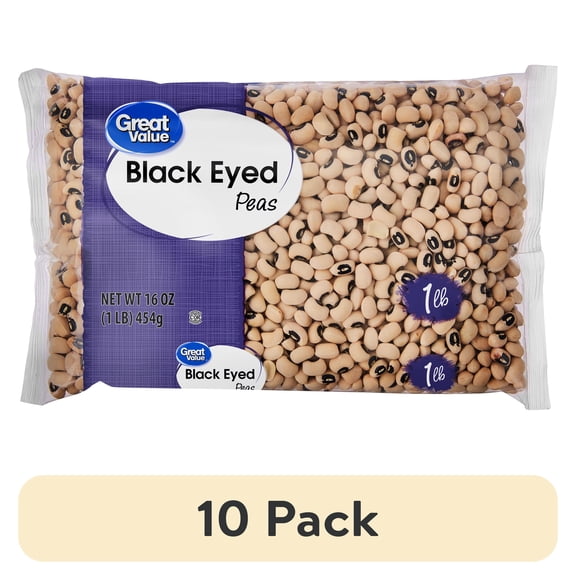 (10 pack) Great Value Black Eyed Peas, 1 lb