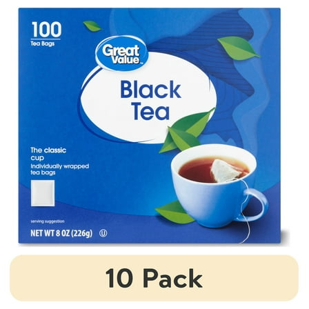 (10 pack) Great Value Black Tea Bags, 8 oz