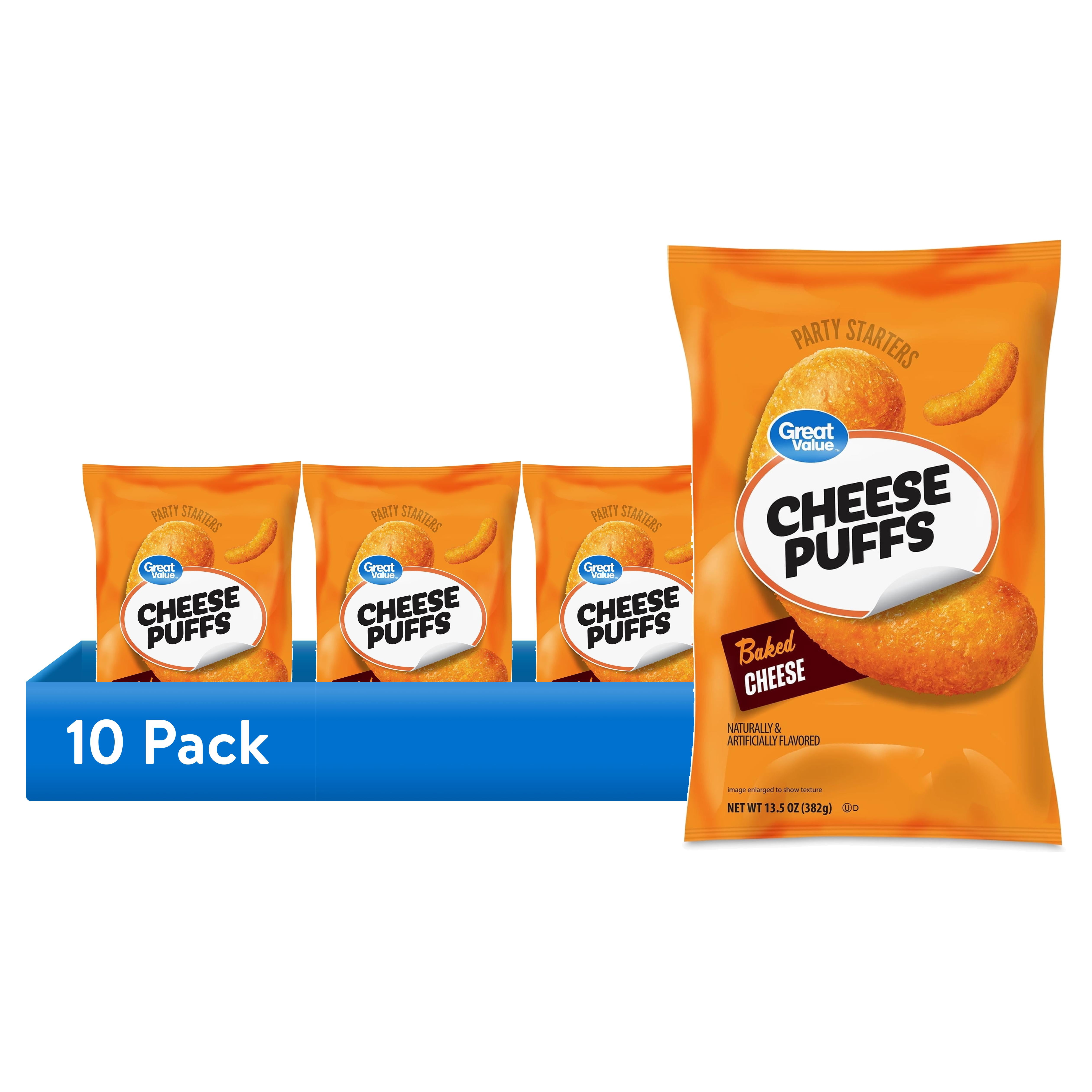 (10 pack) Great Value Cheese Puffs, 13.5 oz Bag