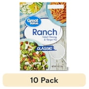 (10 pack) Great Value Classic Ranch Salad Dressing & Recipe Mix, 1 oz