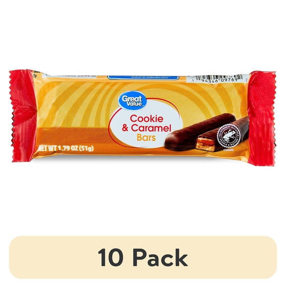 (10 pack) Great Value Cookie and Caramel Bars, 1.79 oz
