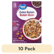 (10 pack) Great Value Extra Raisin Bran, Wheat Flakes Cereal, 25.5 oz
