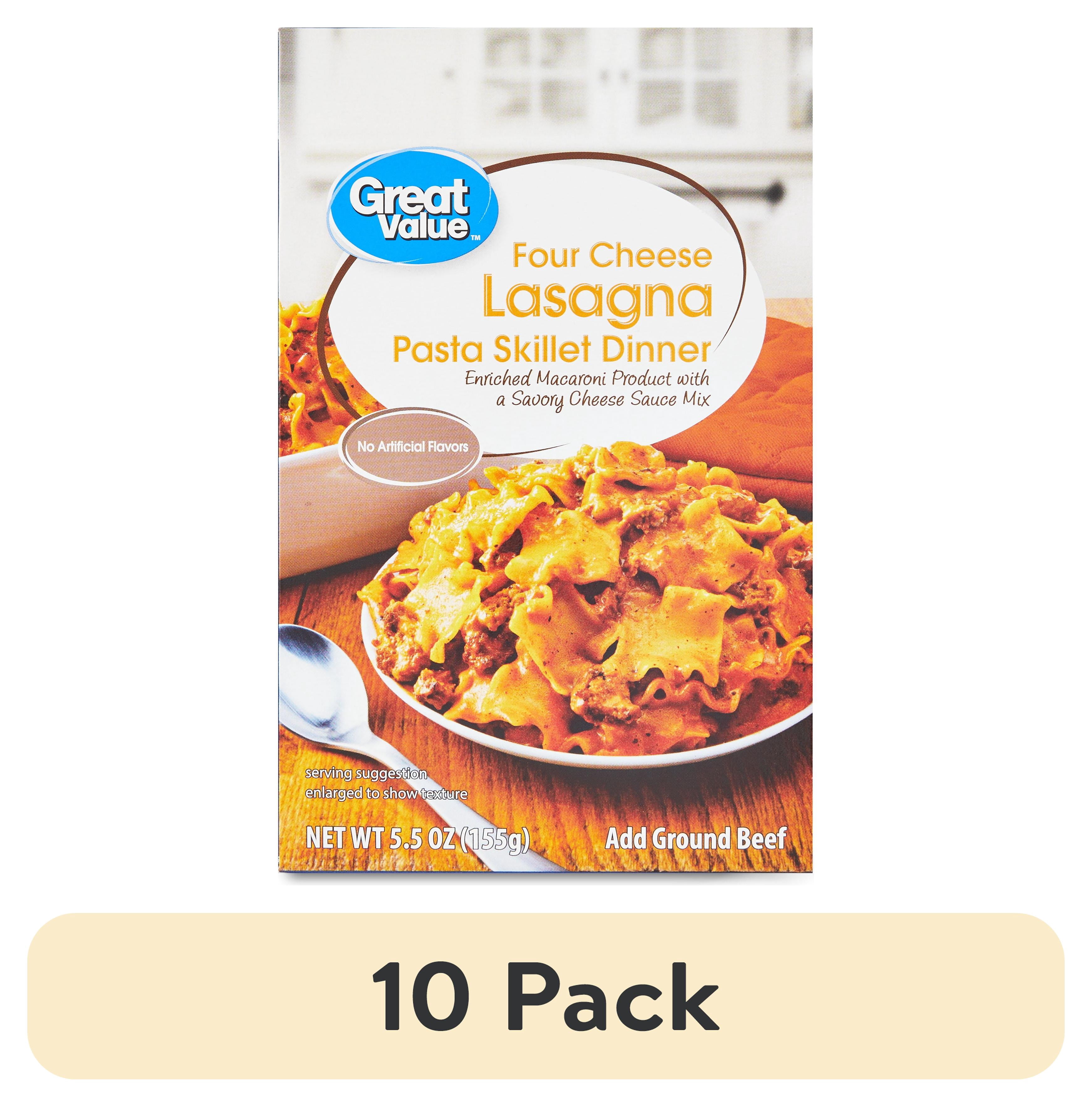 (10 pack) Great Value Four Cheese Lasagna Pasta Skillet Dinner, 5.5 oz
