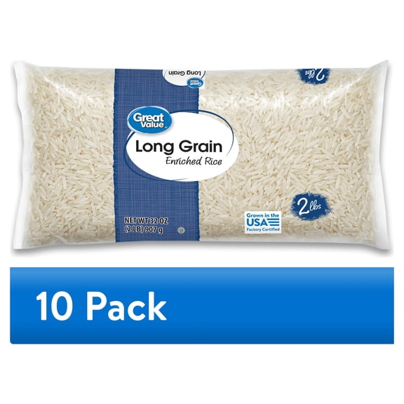 (10 pack) Great Value Long Grain Enriched Rice, 32 oz