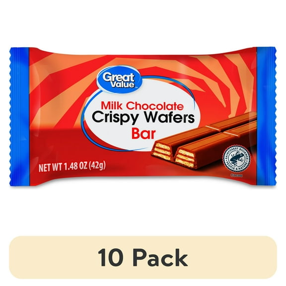 (10 pack) Great Value Milk Chocolate Crispy Wafer Bar, 1.48 oz