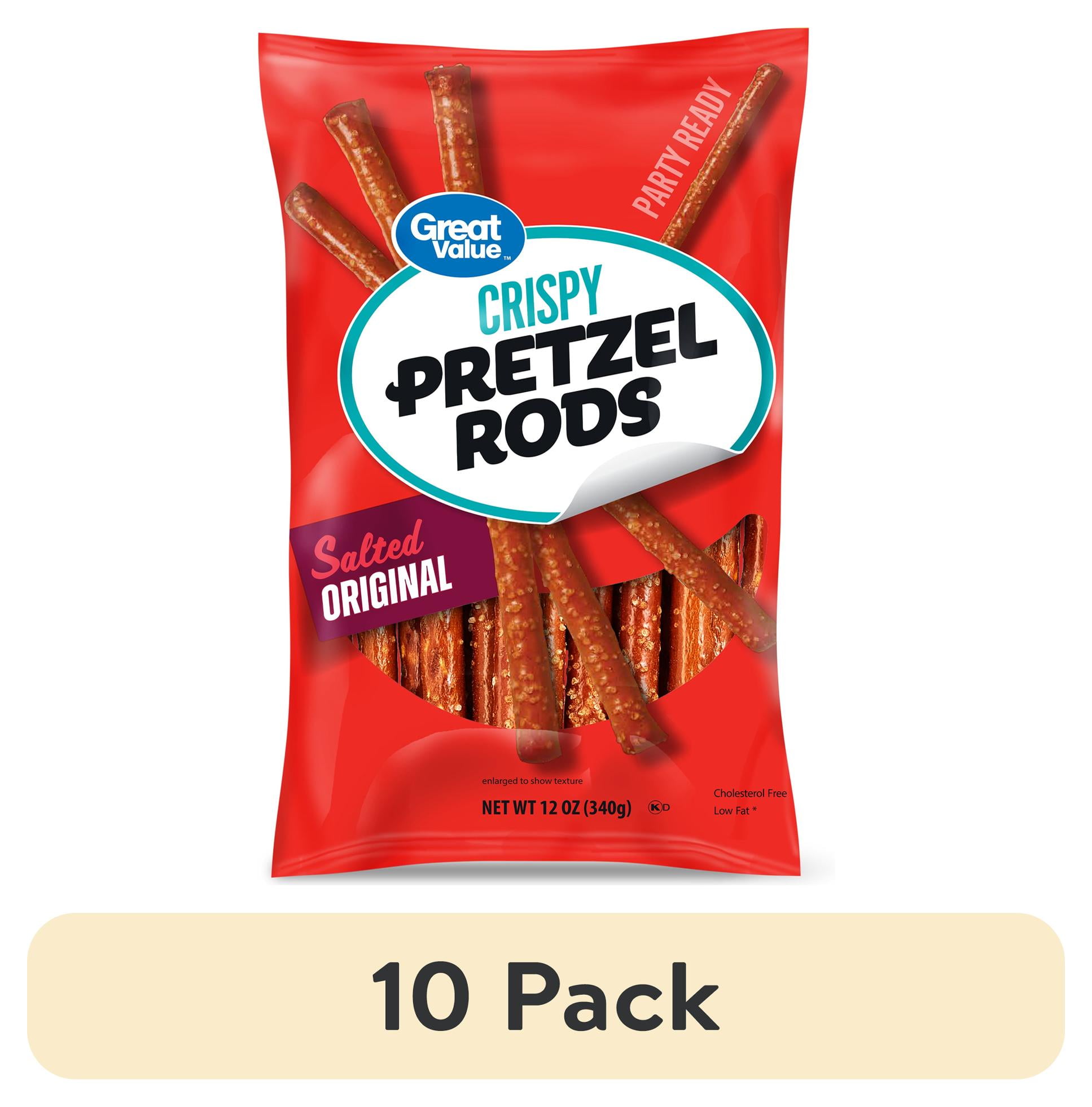 (10 pack) Great Value Salted Original Crispy Pretzel Rods, 12 oz