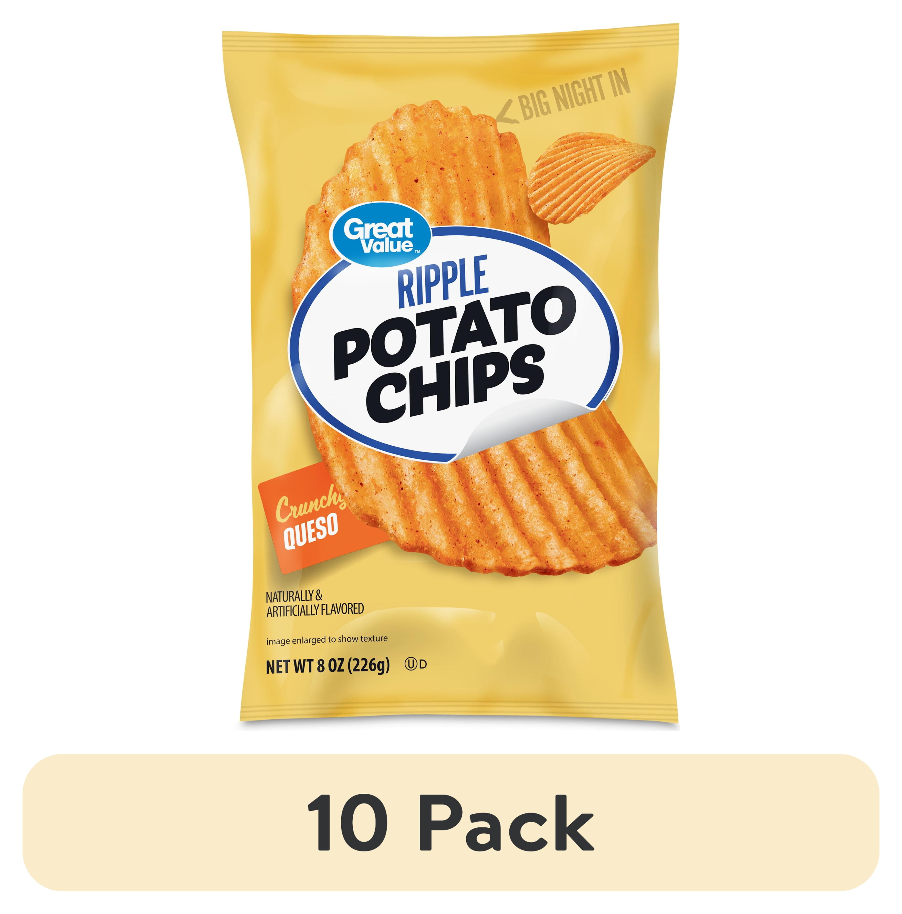 (10 pack) Great Value Queso Potato Chips, 8 oz