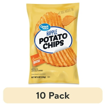 (10 pack) Great Value Queso Potato Chips, 8 oz