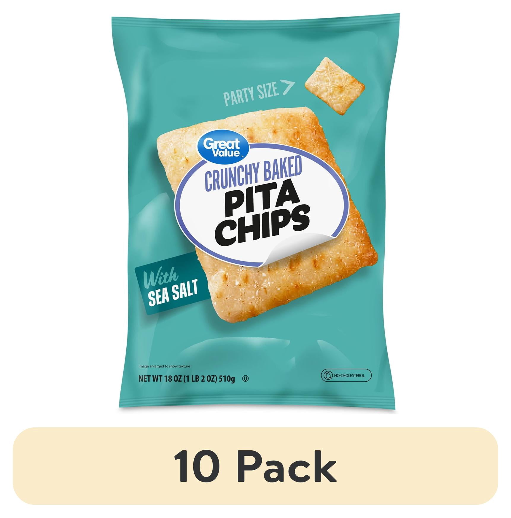 (10 pack) Great Value Sea Salt Pita Chips Party Size, 18 oz