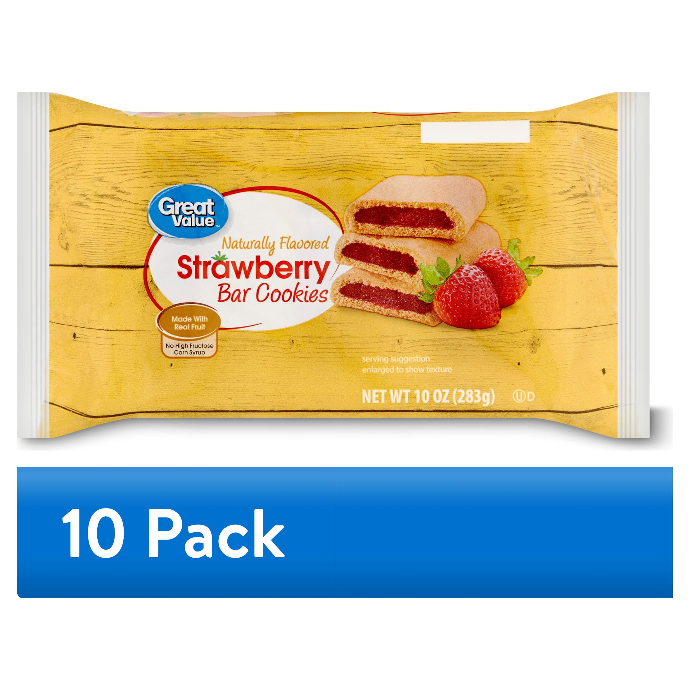 (10 pack) Great Value Strawberry Bar Cookies, 10 oz