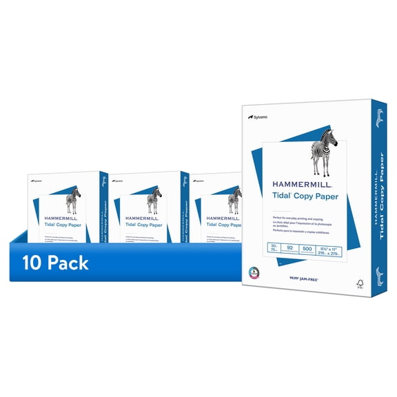 (10 pack) Hammermill Tidal Copy Paper, 8.5" x 11", 20 lb, 92 Bright White, 500 Sheets