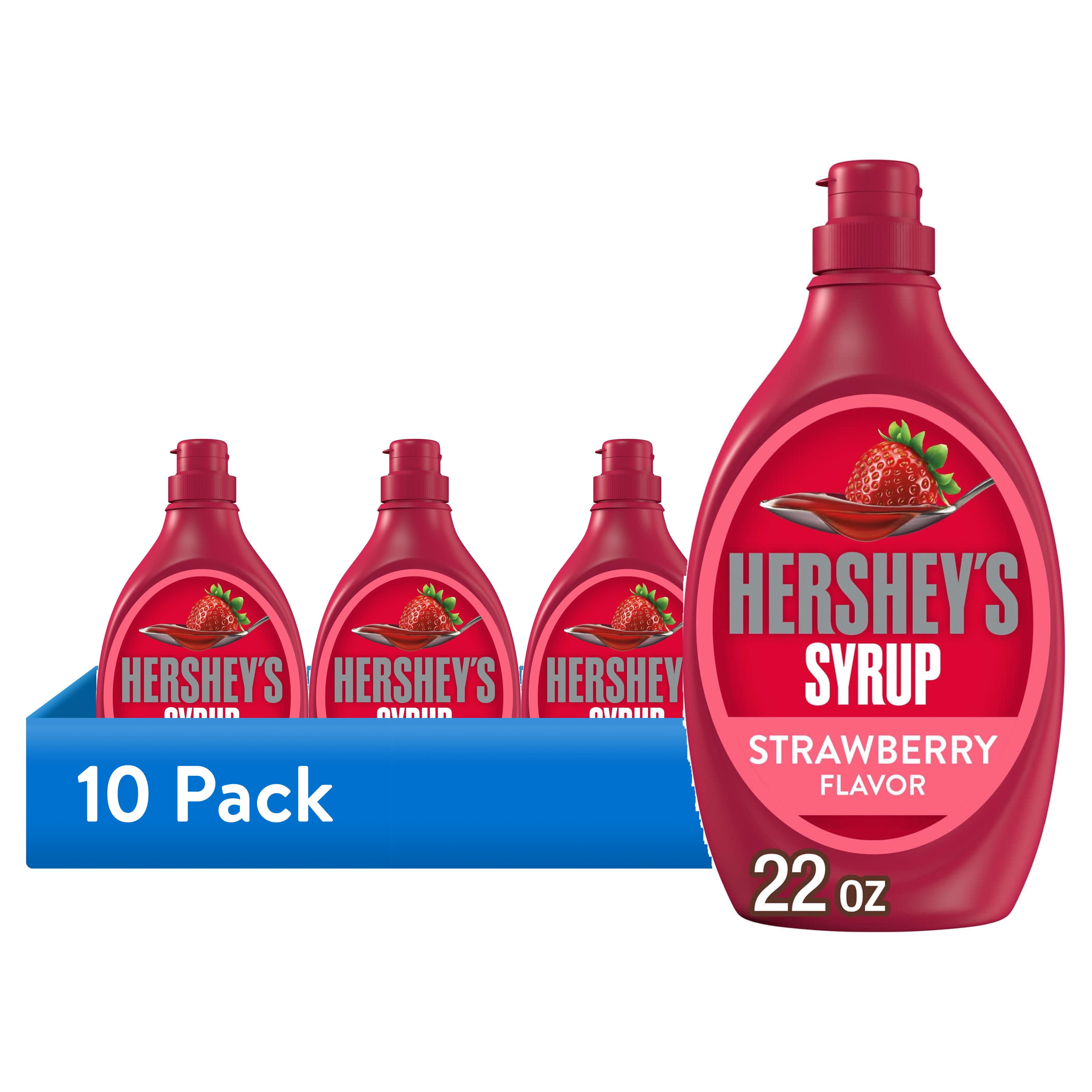 (10 pack) Hershey's Strawberry Flavored Syrup, Bottle 22 oz