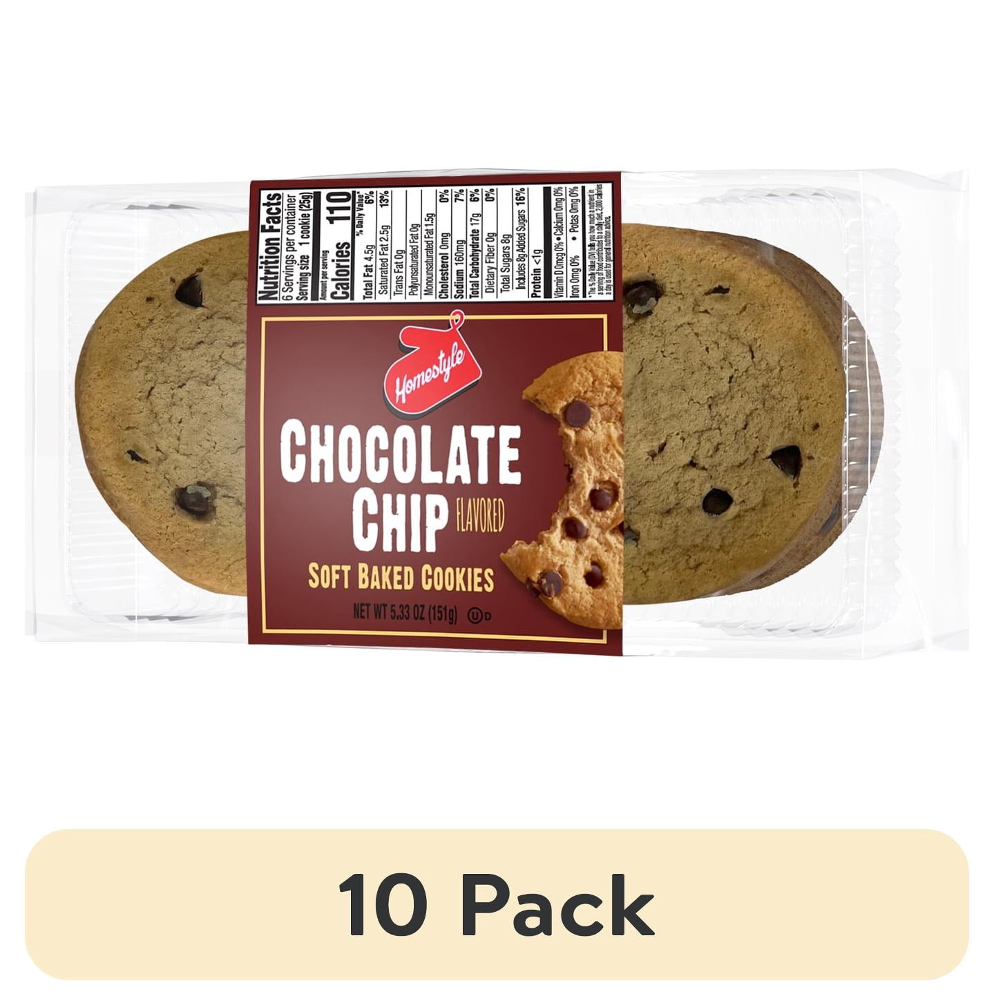 (10 pack) Homestyle Soft Baked Chocolate Chip Flavored Cookie 6 Count, Ready to Eat, Kosher Dairy, Contains: Eggs, Milk, Soy, Wheat