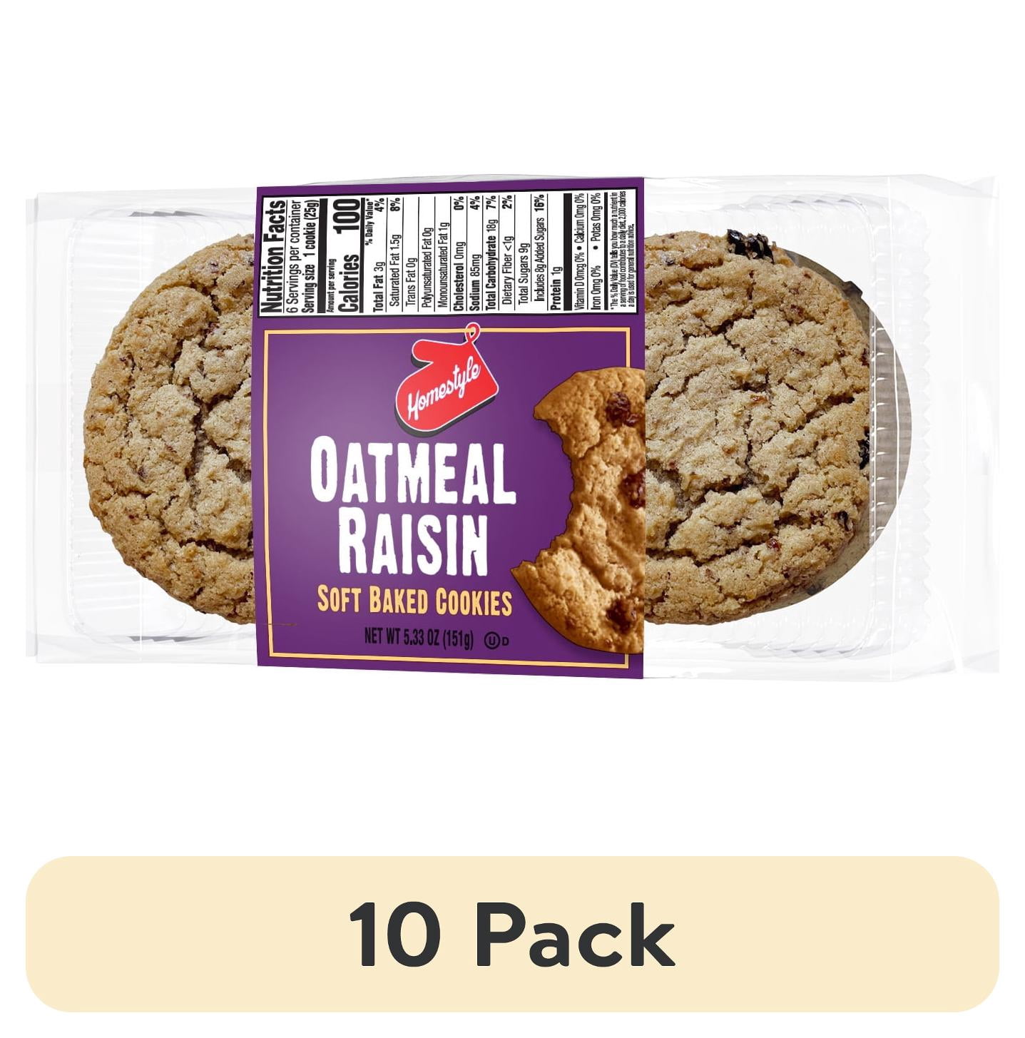 (10 pack) Homestyle Soft Baked Oatmeal Raisin Cookie 6 Count, Ready to Eat, Kosher Dairy, Contains: Eggs, Milk, Soy, Wheat