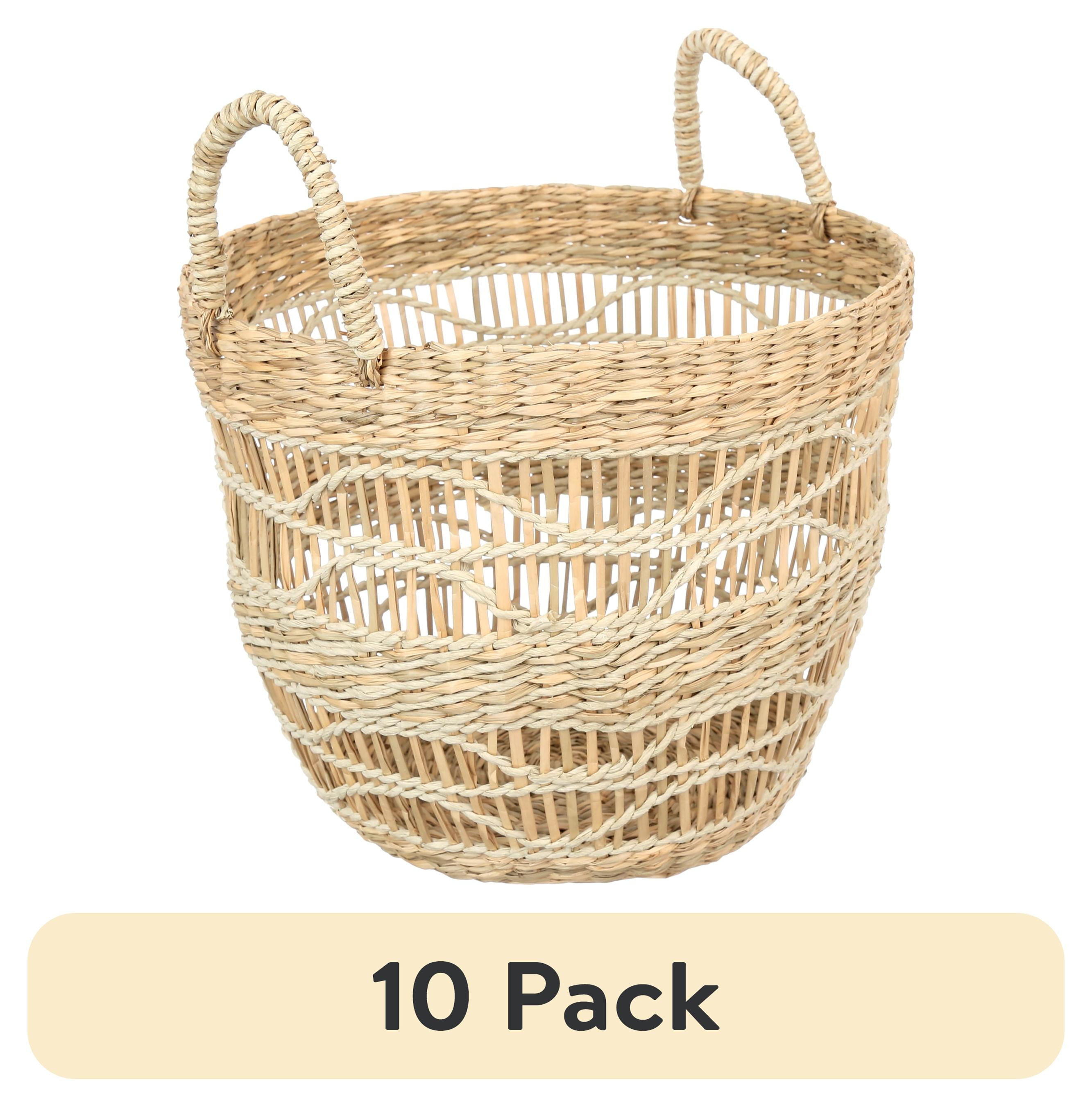 (10 pack) BHG Natural Handwoven Seagrass Basket with Unique Detailing
