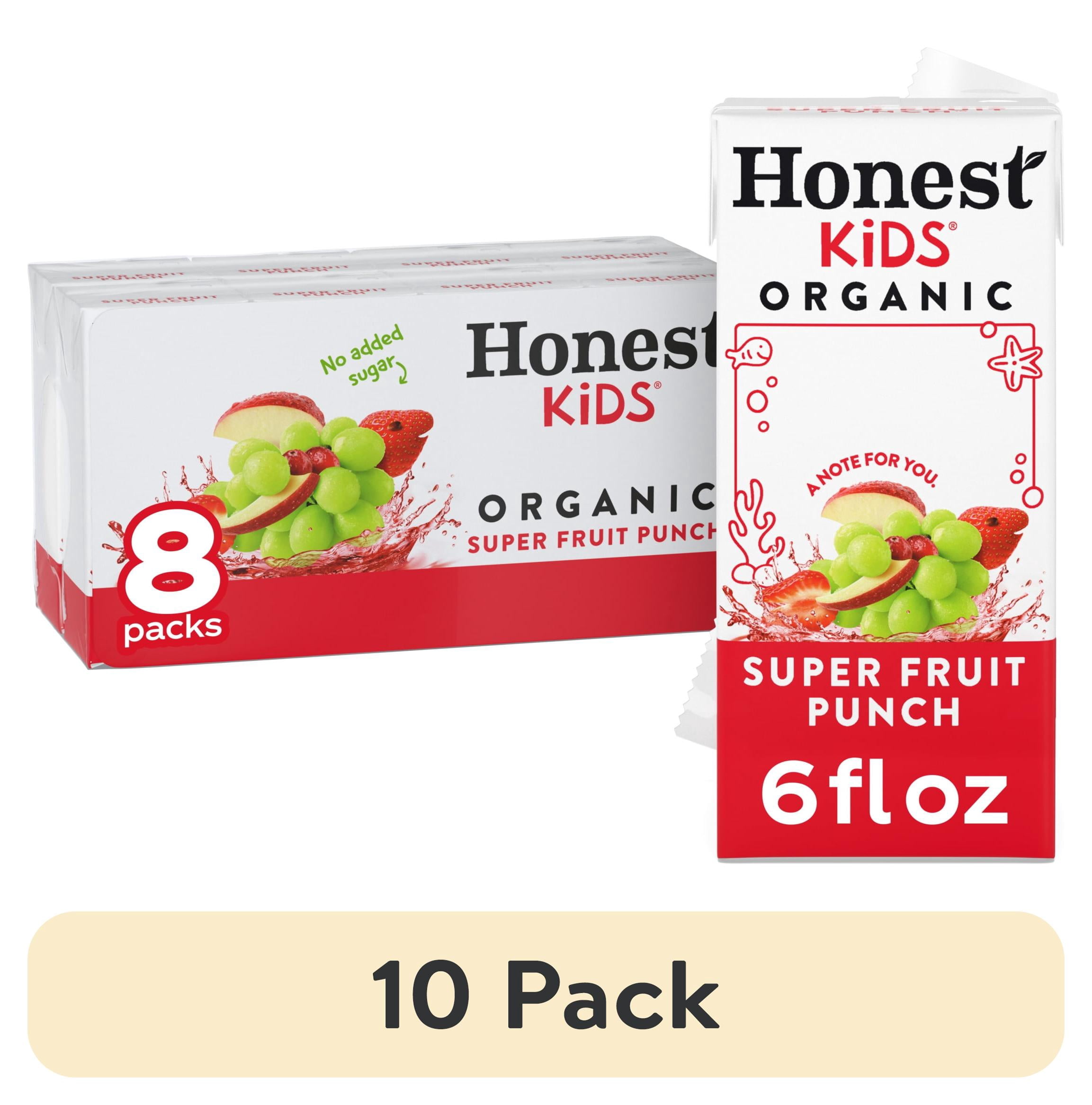 (10 pack) Honest Kids Super Fruit Punch Organic Juice Drink Cartons, 6 fl oz, 8 Pack