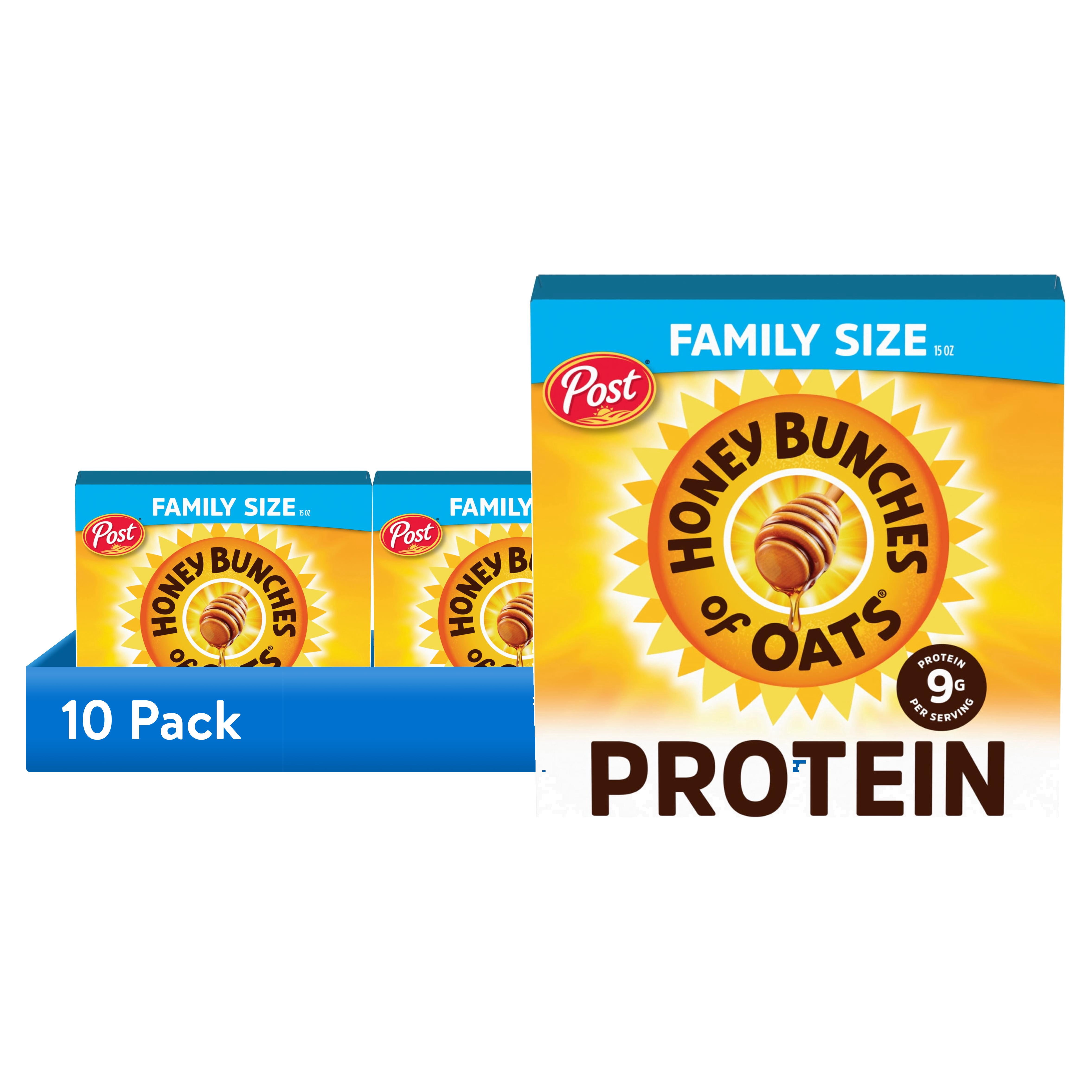 (10 pack) Honey Bunches of Oats Honey & Almond Protein Breakfast Cereal, 15 oz Box