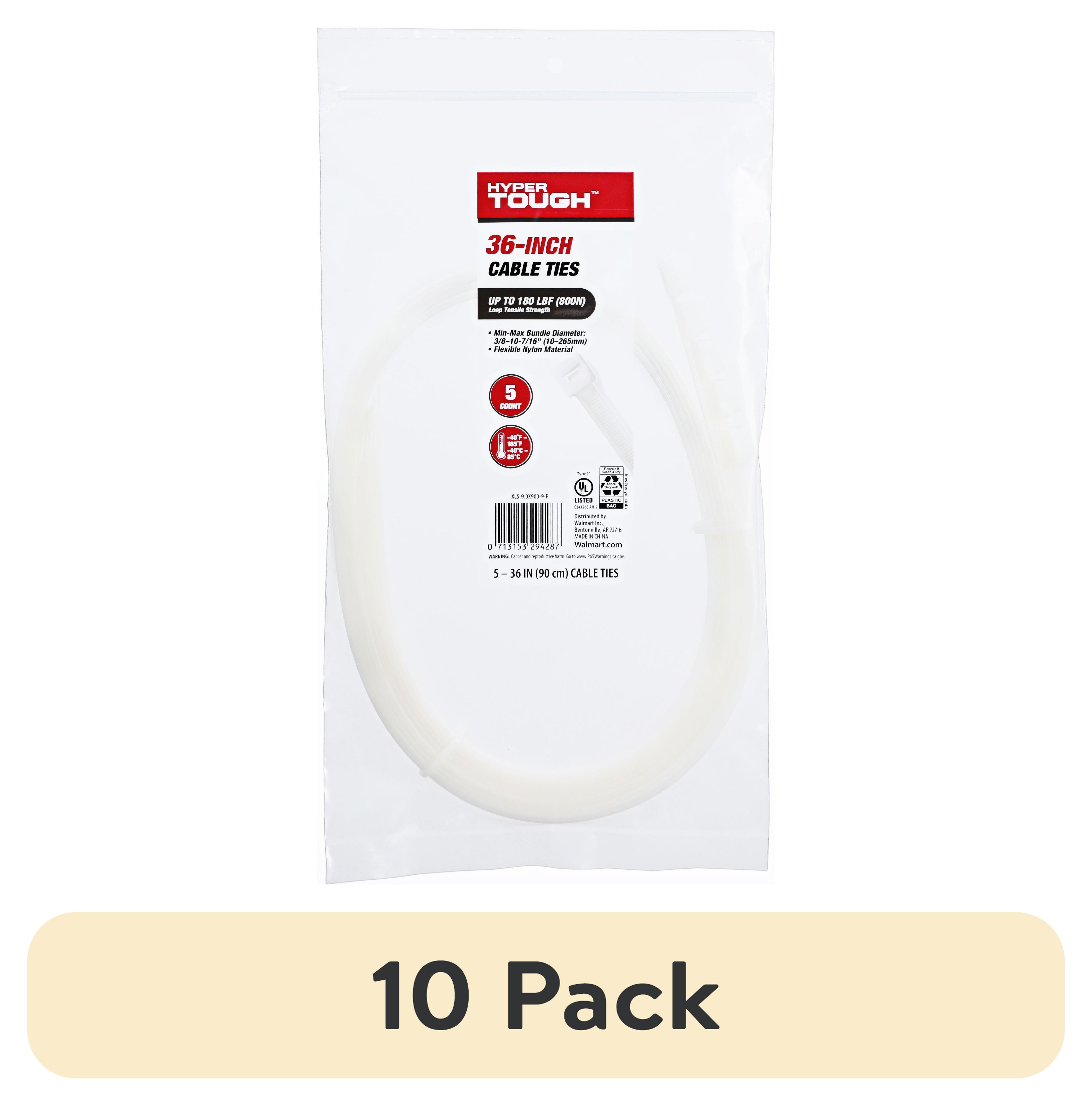 Hyper Tough 36 inch Cable Ties Natural 5Pcs Durable Nylon for
