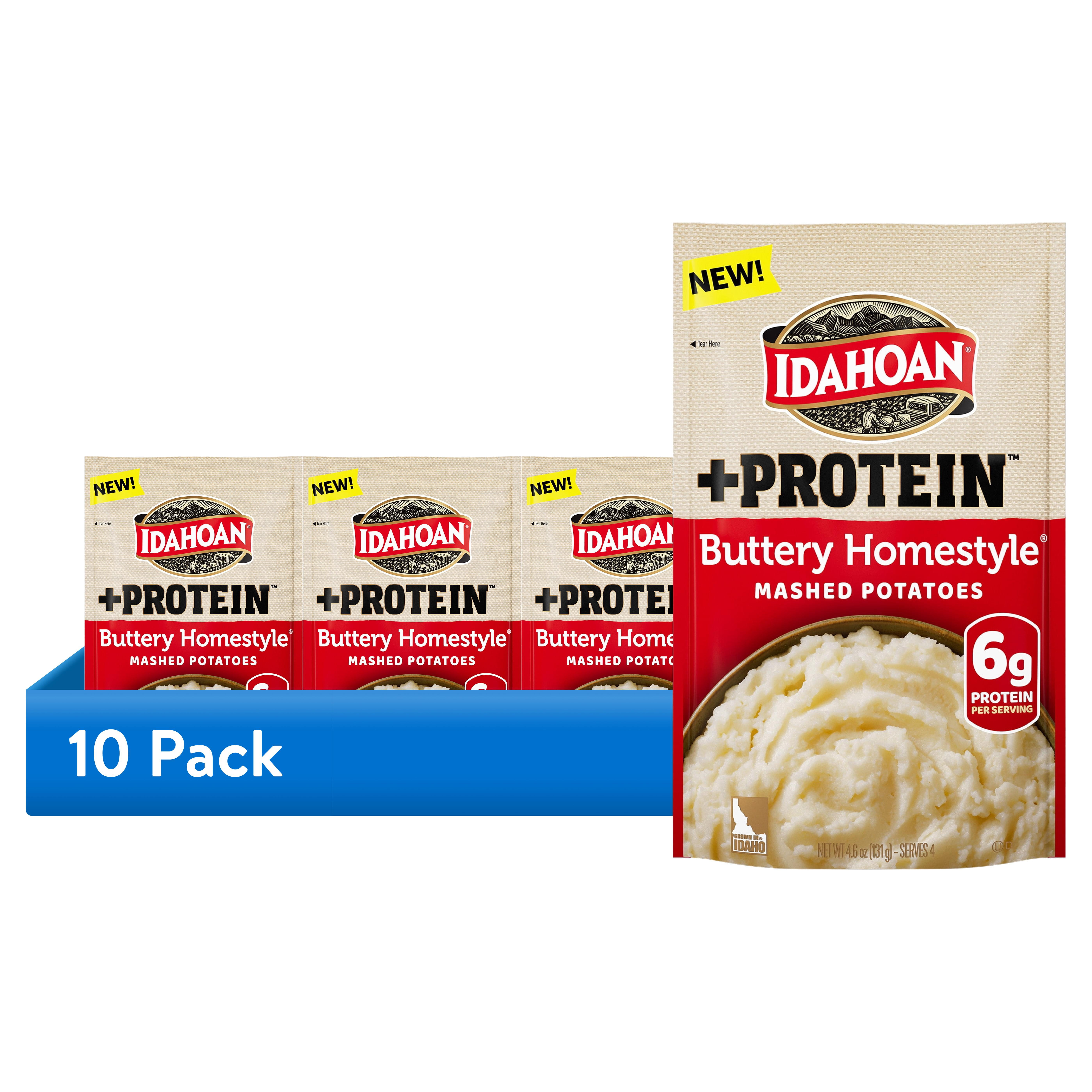 (10 pack) Idahoan Buttery Homestyle + Protein Mashed Potatoes, 4 servings