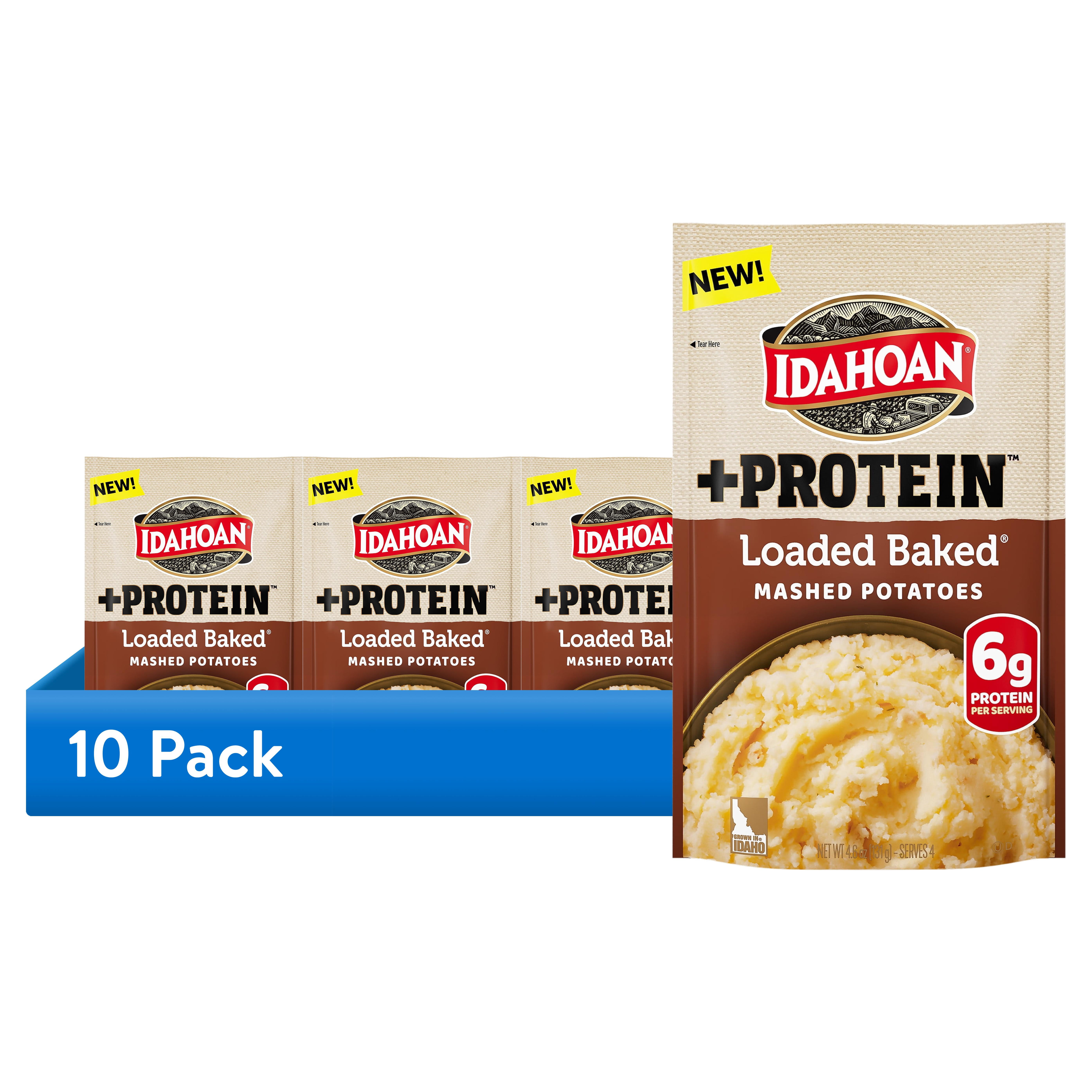 (10 pack) Idahoan Loaded Baked + Protein Mashed Potatoes, 4 servings