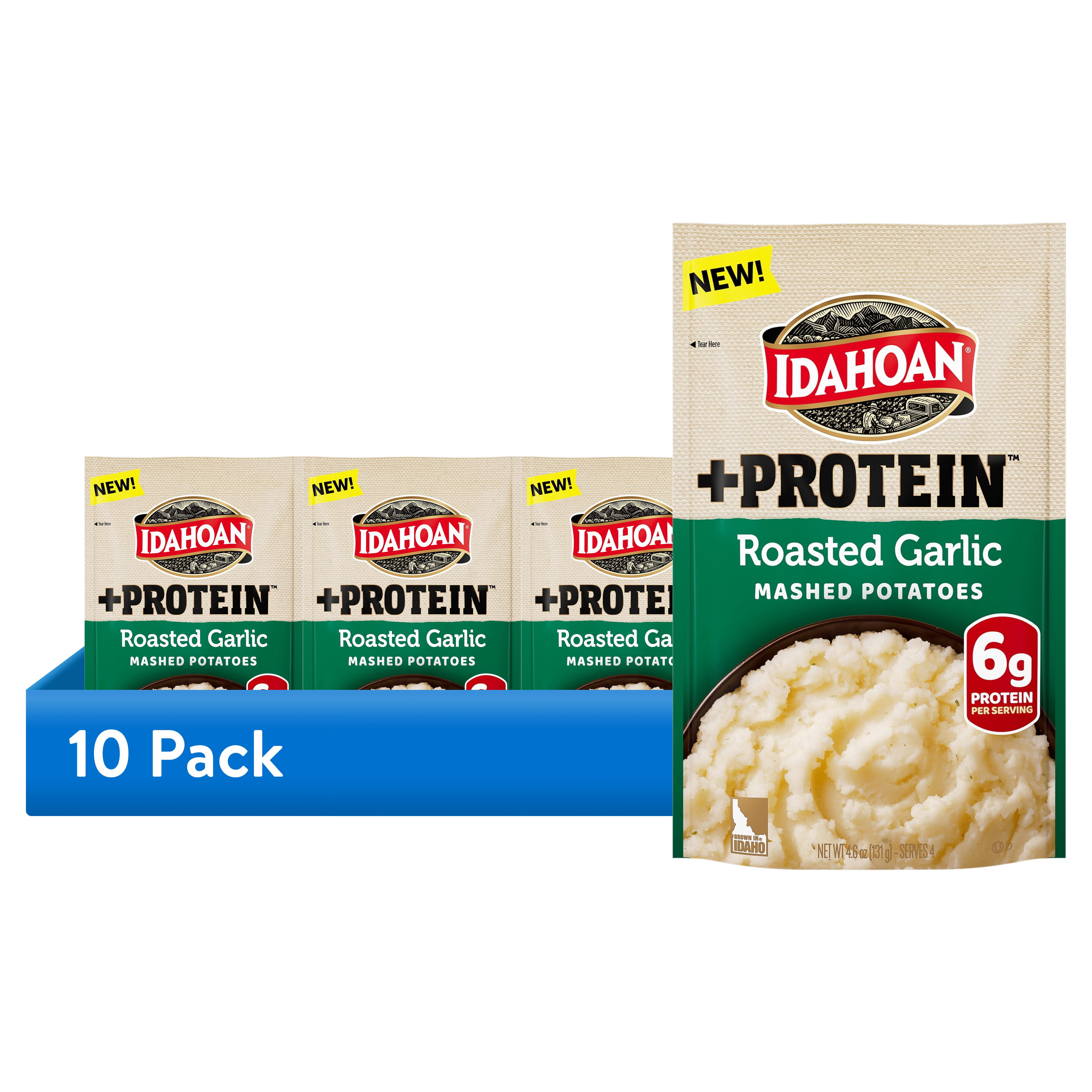 (10 pack) Idahoan Roasted Garlic +Protein Mashed Potatoes, 4 servings