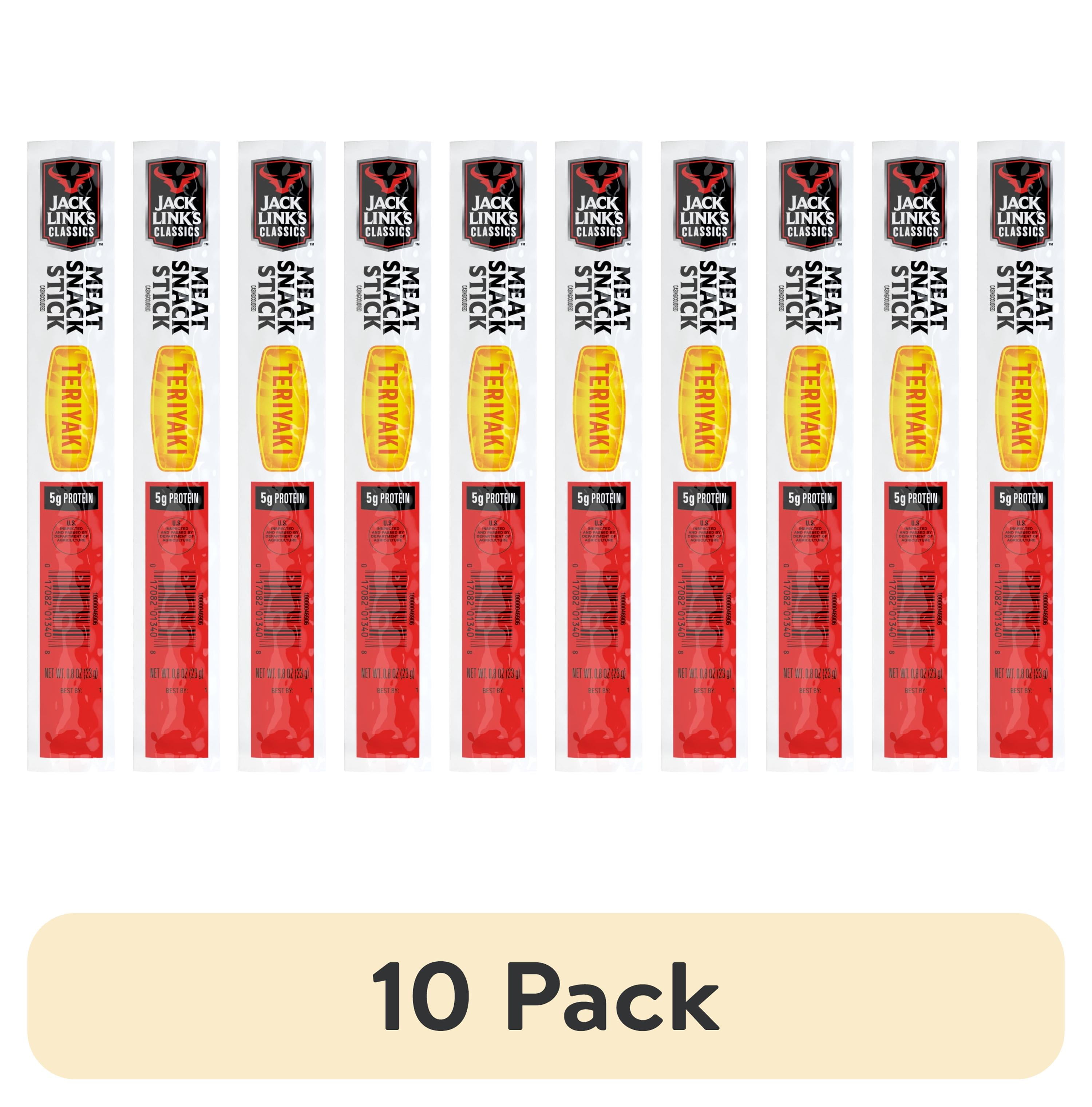 (10 pack) Jack Links Classics Meat Snack Stick, Teriyaki, 5g of Protein per Snack Stick, 0.8oz Size Meat Snack Stick