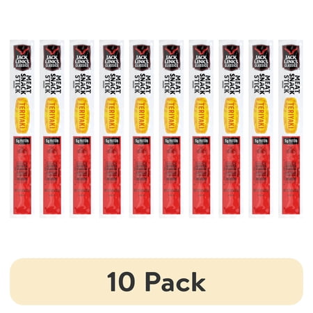 (10 pack) Jack Link’s Classics Meat Snack Stick, Teriyaki, 5g of Protein per Snack Stick, 0.8oz Size Meat Snack Stick