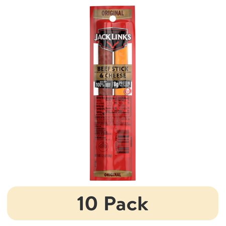 (10 pack) Jack Link's Snack Sticks, Protein Snack, All American Beef & Cheese Combo, 1.2oz