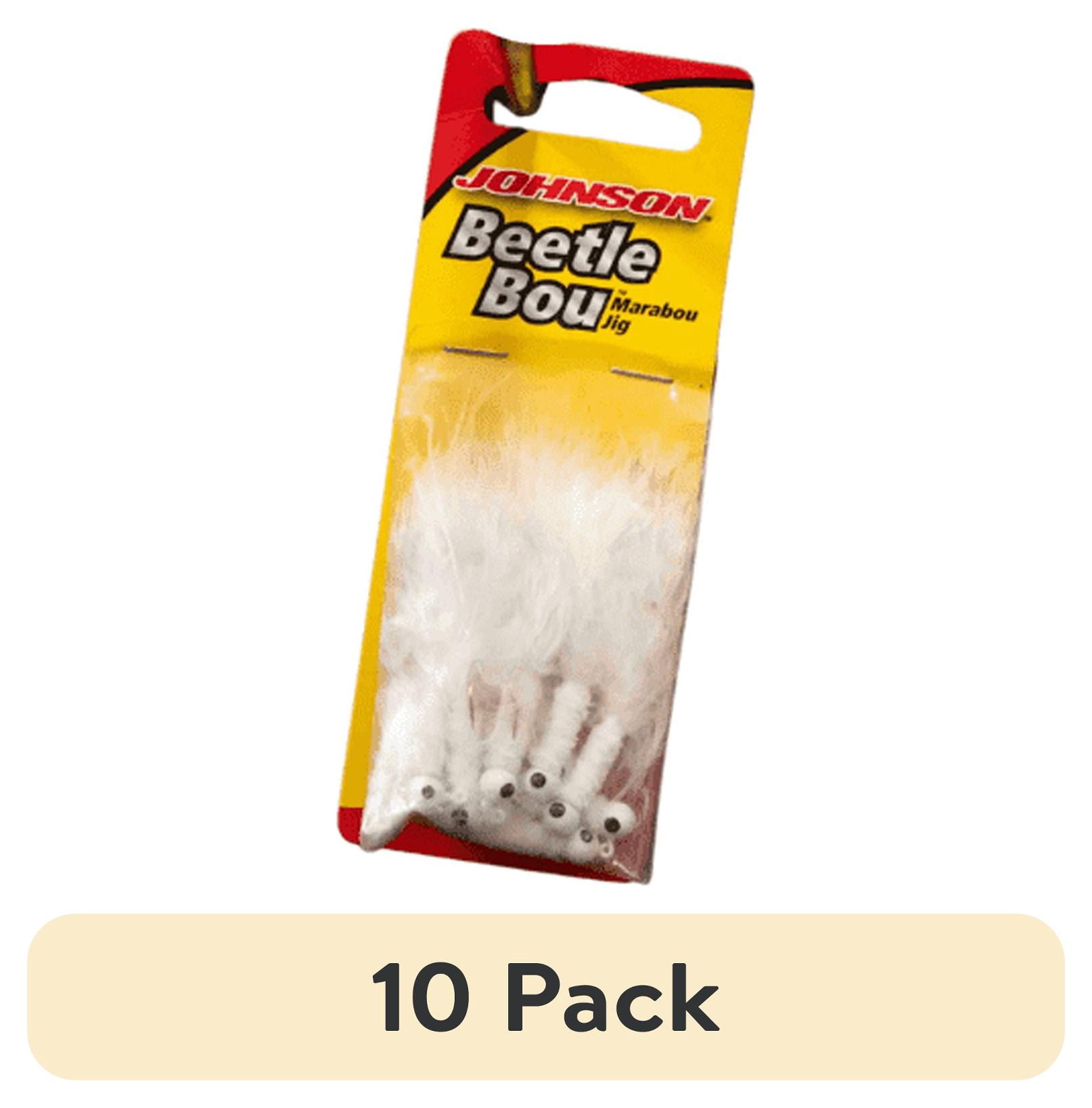 (10 pack) Johnson Beetle Bou Fishing Lure, White, 2 in
