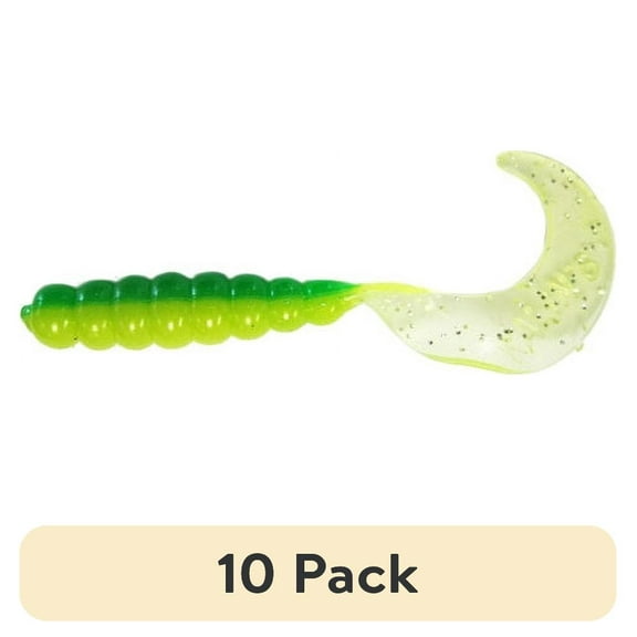 (10 pack) Kalin's Freshwater 2in Triple Threat Soft Plastics Fishing Grub, John Deere Green, River, 10pk