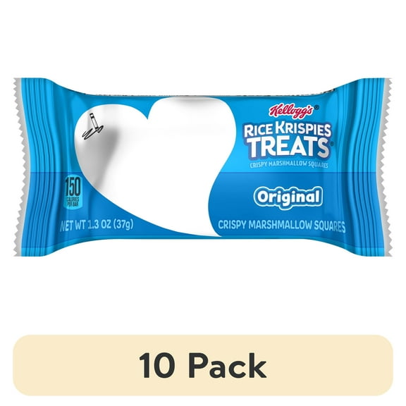 (10 pack) Rice Krispies Treats Original Chewy Marshmallow Snack Bars, Ready-to-Eat, Kids Snacks, 1.3 oz
