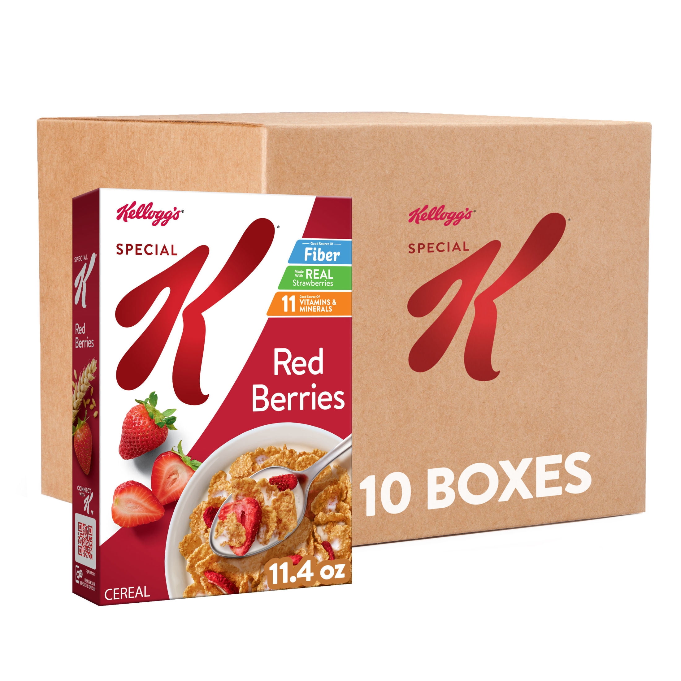 (10 pack) Kellogg's Special K Red Berries Breakfast Cereal, Good Source of Fiber, 11.4  oz