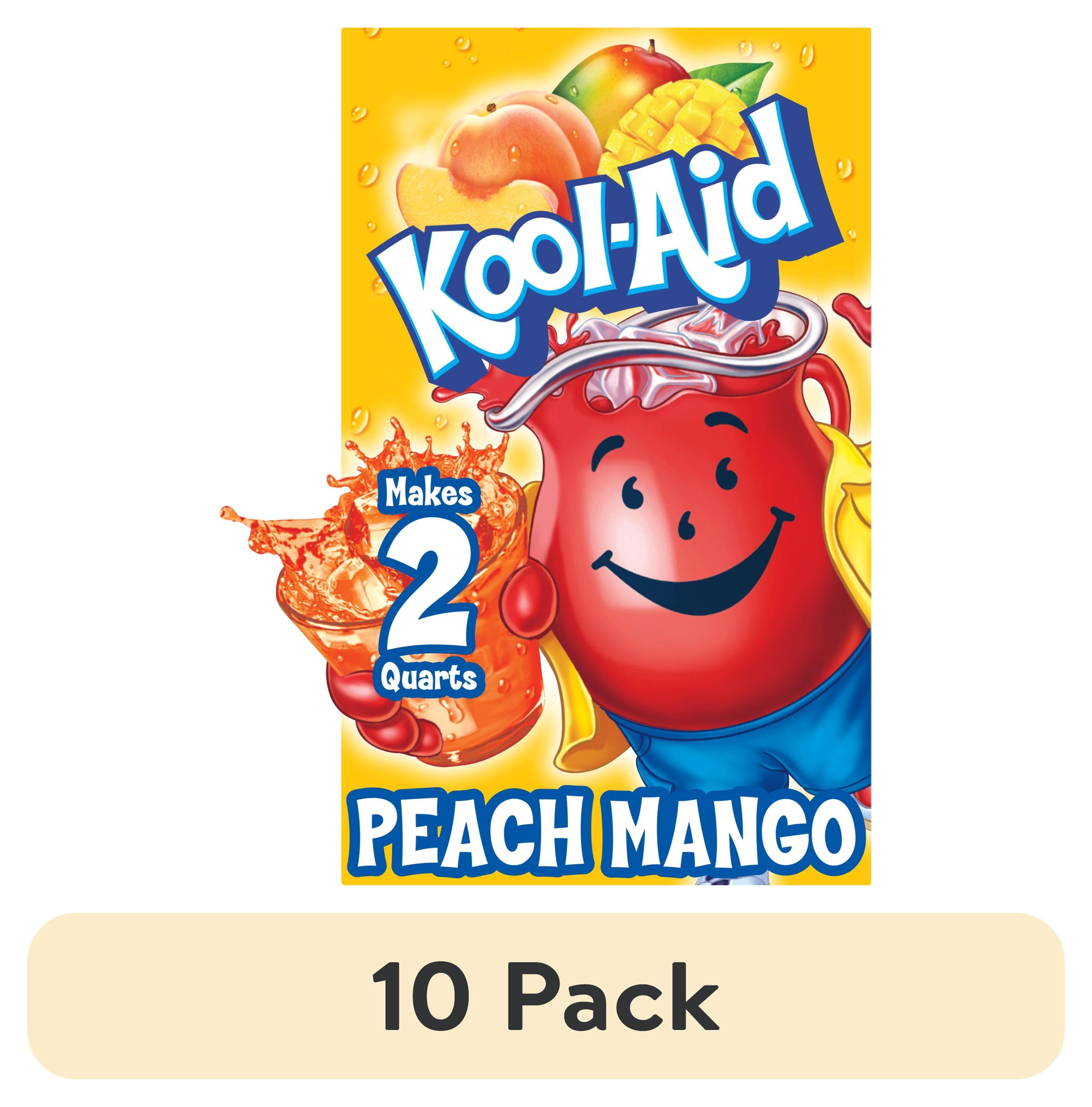 (10 pack) Kool-Aid Unsweetened Drink Mix, 1 Packet, for Flavorful Hydration and Shareable Refreshment, Peach Mango Artificially Flavored, Good Source of Vitamin C, Caffeine Free, 0.14 oz